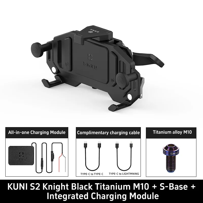 SMNU Kunpeng S2 Air Suspension Damping Marine Grade Aluminum Alloy Waterproof Bike Phone Holder Motorcycle Phone Holder