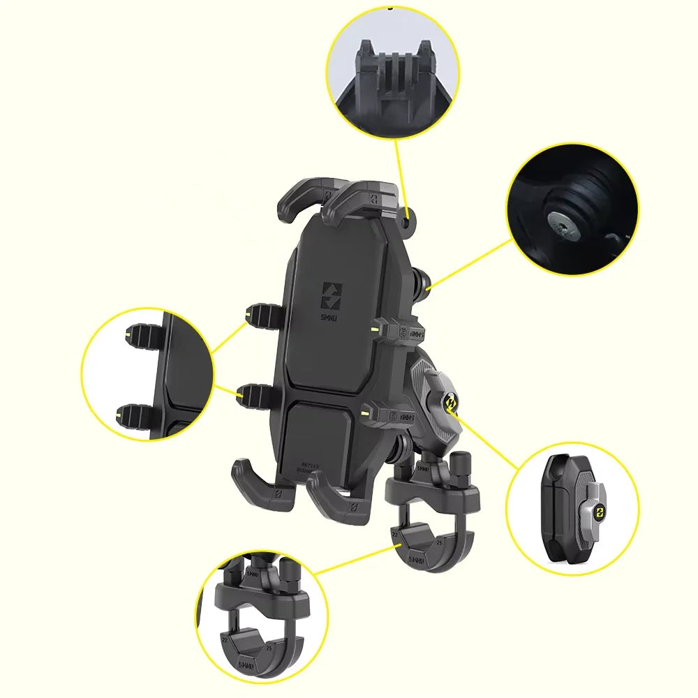 SMNU Durable Aluminum Alloy 360 Degree Rotation Waterproof Motorbike Mobile Phone Holders Bike Phone Mount for Motorcycle Bike