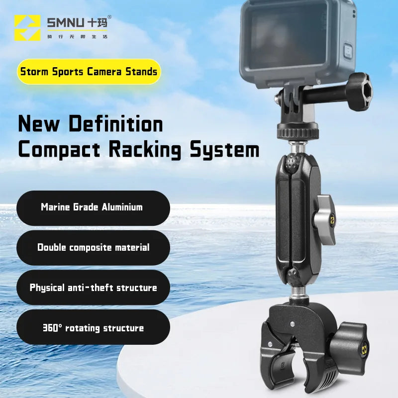 SMNU Aluminum Alloy Flexible Action Camera Handlebar Holder for Motorcycle/Bicycle Riding Photography