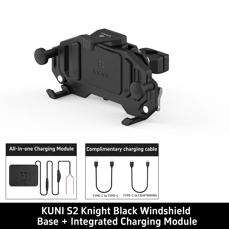SMNU Kunpeng S2 Air Suspension Damping Marine Grade Aluminum Alloy Waterproof Bike Phone Holder Motorcycle Phone Holder