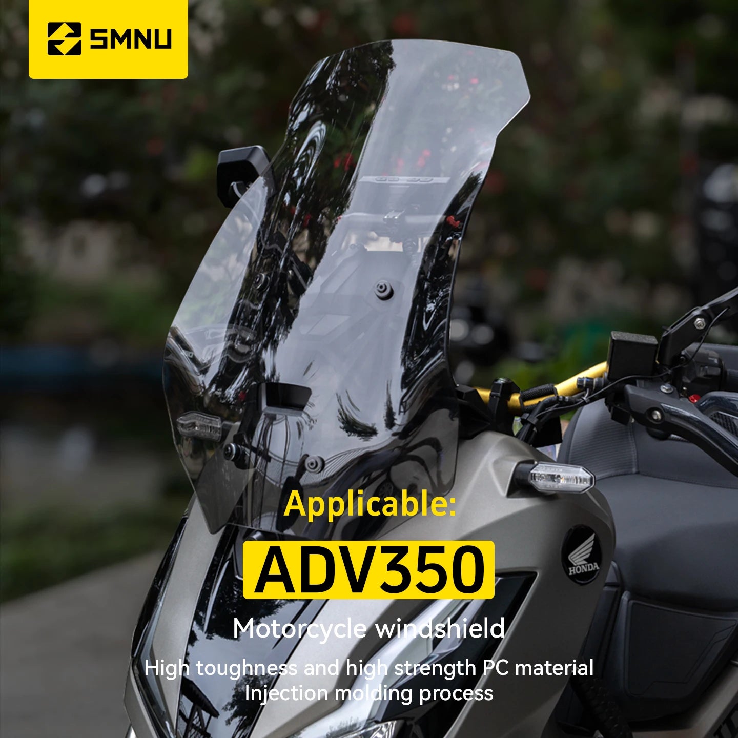 SMNU New Design PC Acrylic Front Motorcycle Windshield with Protection & Decoration Smoky Gray/Transparent for High Speed Riding