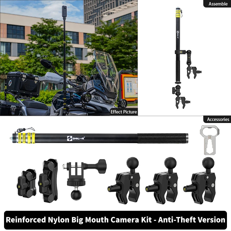 SMNU Motorcycle Riding 360 Rotation Camera Holder Stand Bike Camera 4k Sport for Motor Bicycle Motor Sport Camera