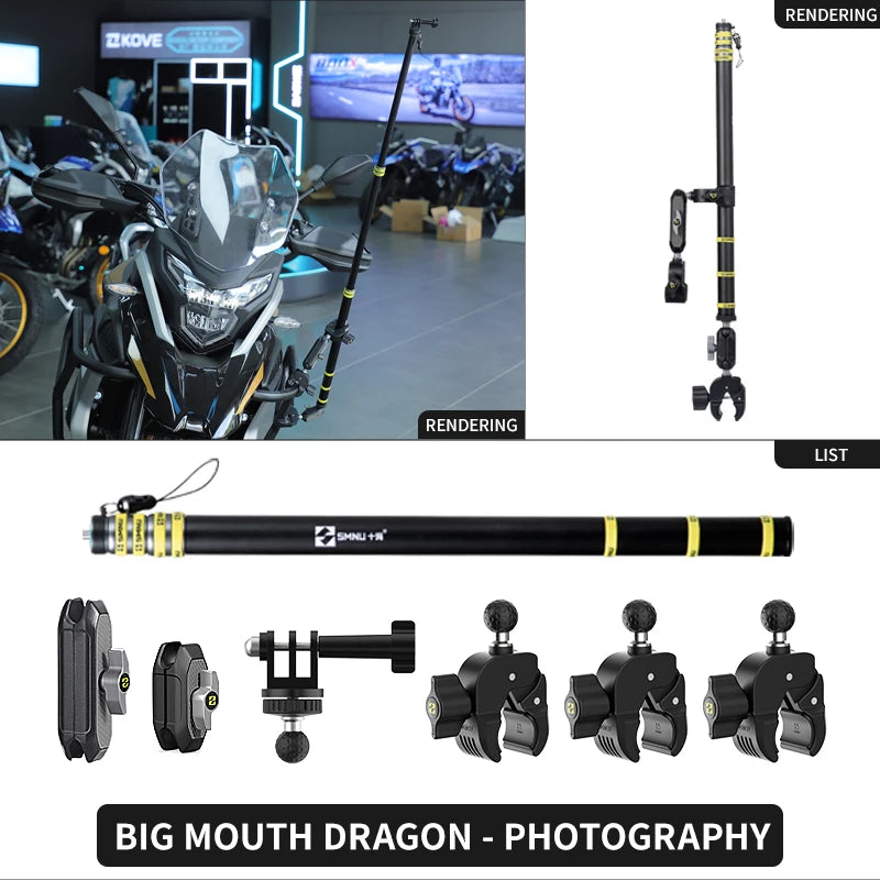 SMNU Motorcycle Riding 360 Rotation Camera Holder Stand Bike Camera 4k Sport for Motor Bicycle Motor Sport Camera