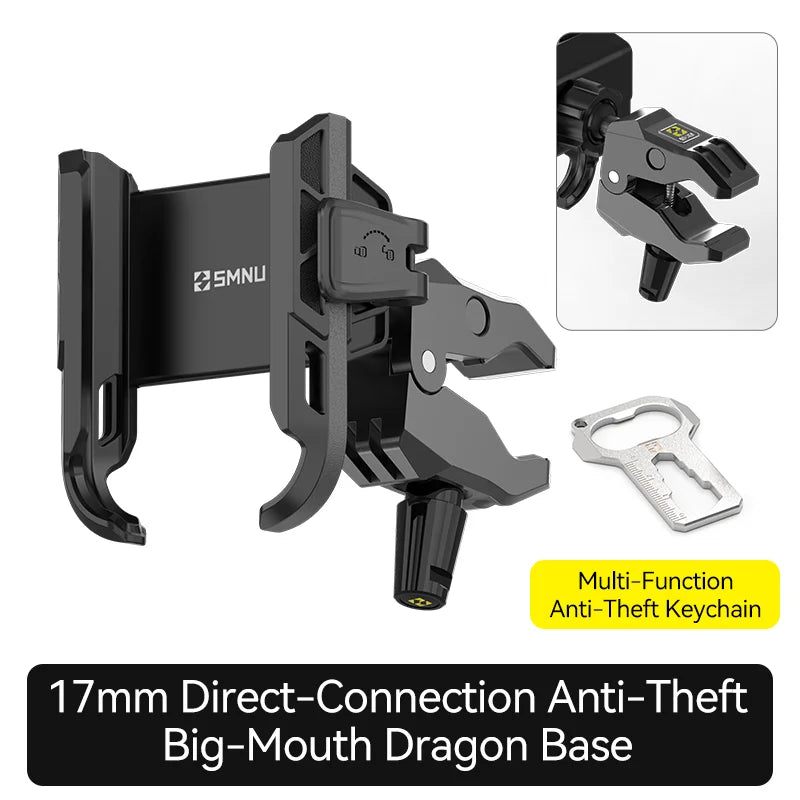 SMNU F1 360 Degree Adjustable Waterproof Anti-Theft Phone Holder Stand Folding Flexible Mobile Bracket for Motorcycle Bicycle