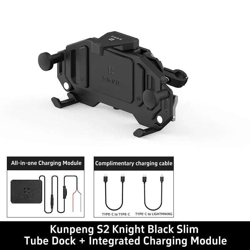 SMNU Kunpeng S2 Air Suspension Damping Marine Grade Aluminum Alloy Waterproof Bike Phone Holder Motorcycle Phone Holder