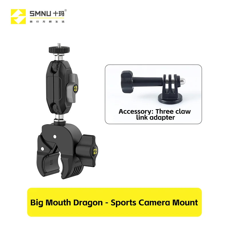 SMNU Aluminum Alloy Flexible Action Camera Handlebar Holder for Motorcycle/Bicycle Riding Photography