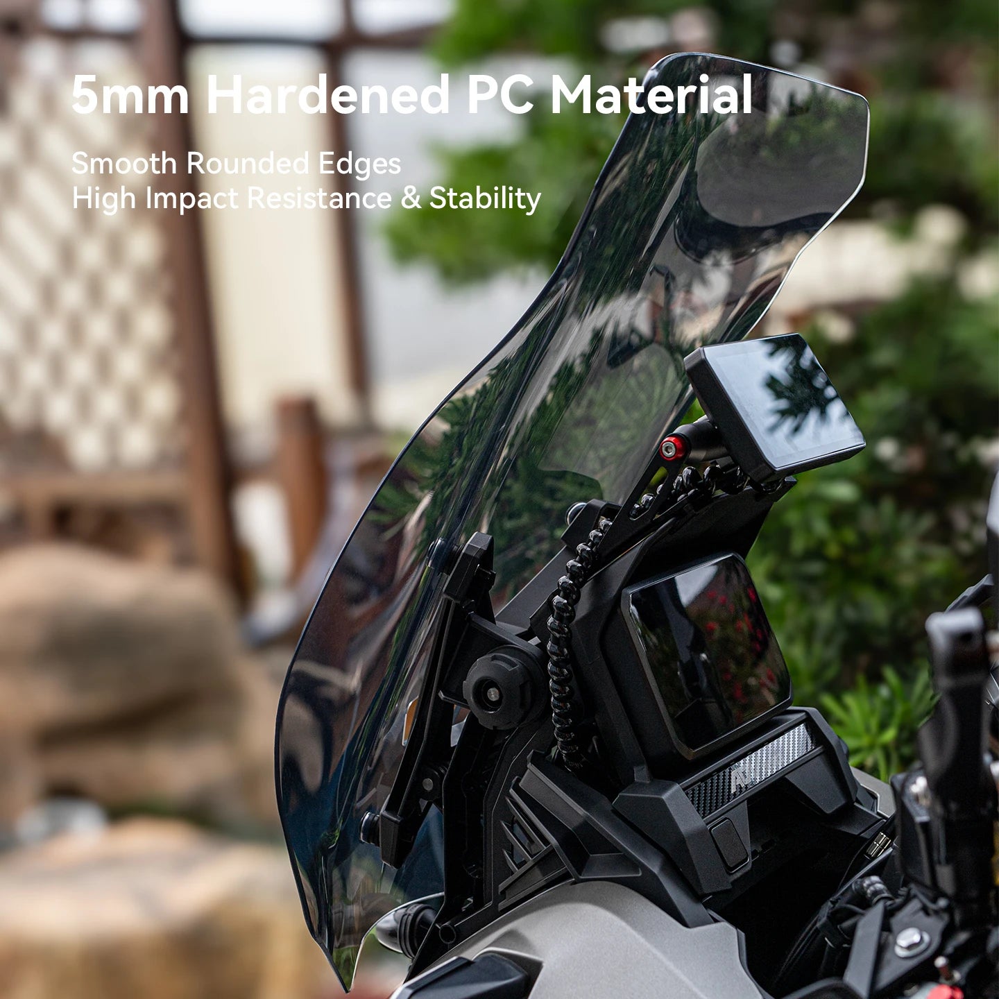 SMNU New Design PC Acrylic Front Motorcycle Windshield with Protection & Decoration Smoky Gray/Transparent for High Speed Riding