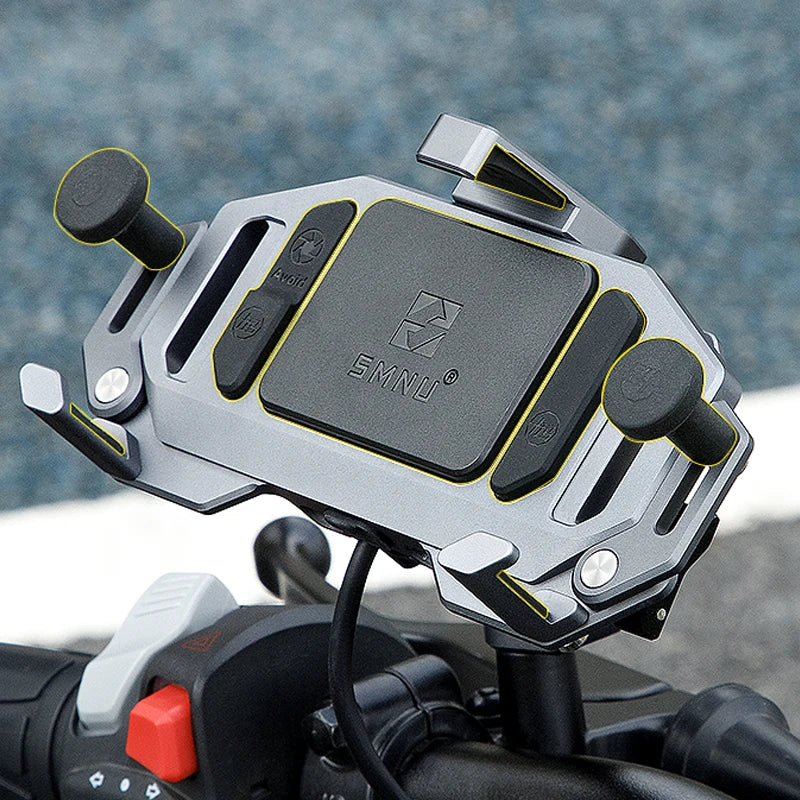 SMNU Kunpeng S2 Air Suspension Damping Marine Grade Aluminum Alloy Waterproof Bike Phone Holder Motorcycle Phone Holder