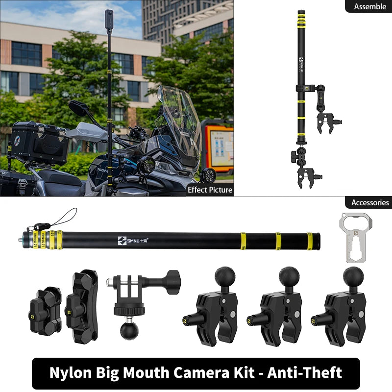 SMNU Motorcycle Riding 360 Rotation Camera Holder Stand Bike Camera 4k Sport for Motor Bicycle Motor Sport Camera