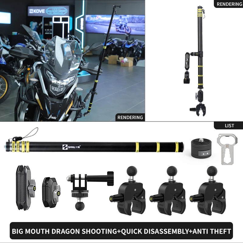 SMNU Motorcycle Riding 360 Rotation Camera Holder Stand Bike Camera 4k Sport for Motor Bicycle Motor Sport Camera