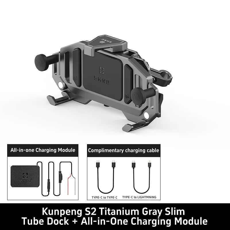 SMNU Kunpeng S2 Air Suspension Damping Marine Grade Aluminum Alloy Waterproof Bike Phone Holder Motorcycle Phone Holder