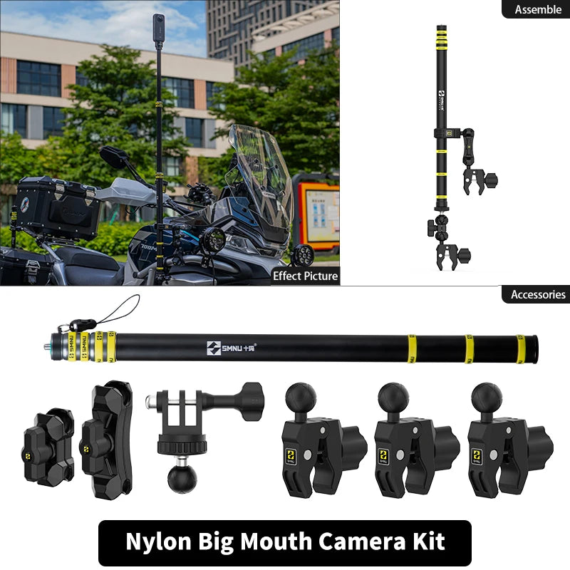 SMNU Motorcycle Riding 360 Rotation Camera Holder Stand Bike Camera 4k Sport for Motor Bicycle Motor Sport Camera