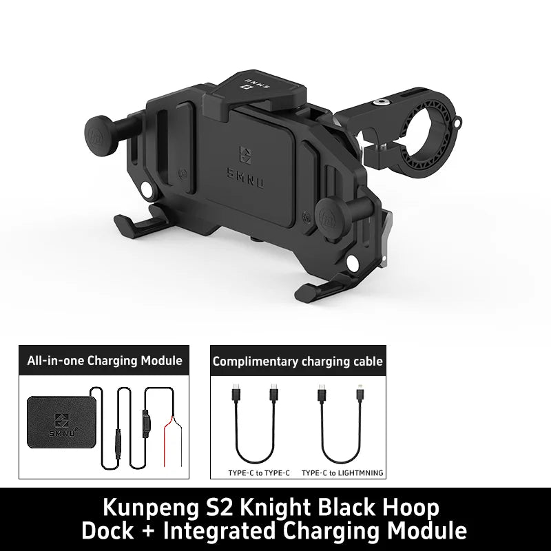 SMNU Kunpeng S2 Air Suspension Damping Marine Grade Aluminum Alloy Waterproof Bike Phone Holder Motorcycle Phone Holder
