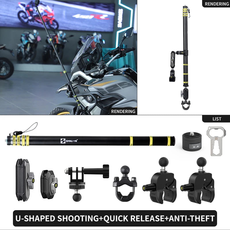 SMNU Motorcycle Riding 360 Rotation Camera Holder Stand Bike Camera 4k Sport for Motor Bicycle Motor Sport Camera