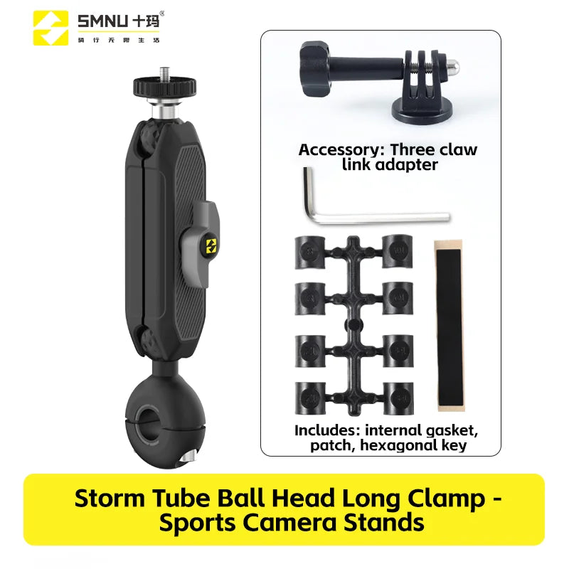 SMNU Aluminum Alloy Flexible Action Camera Handlebar Holder for Motorcycle/Bicycle Riding Photography