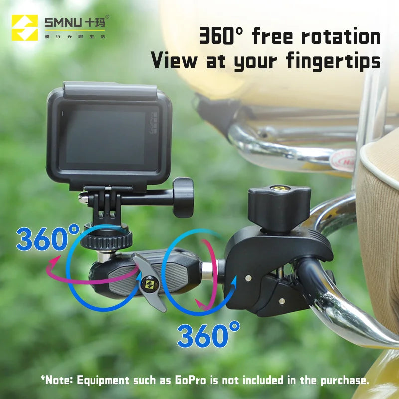 SMNU Aluminum Alloy Flexible Action Camera Handlebar Holder for Motorcycle/Bicycle Riding Photography