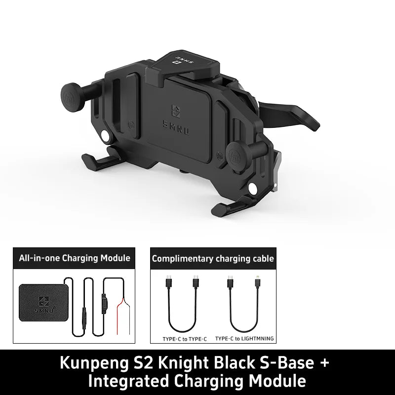 SMNU Kunpeng S2 Air Suspension Damping Marine Grade Aluminum Alloy Waterproof Bike Phone Holder Motorcycle Phone Holder