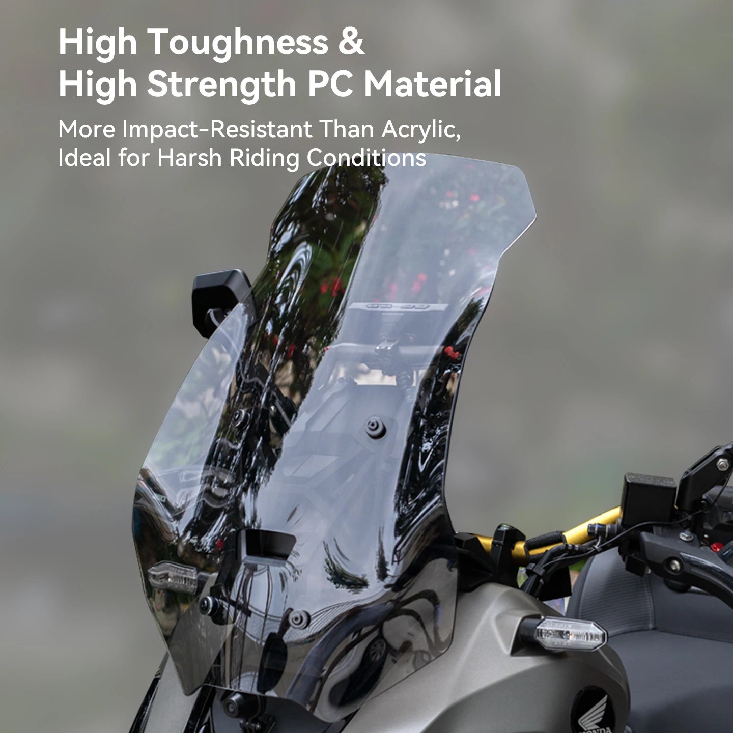 SMNU New Design PC Acrylic Front Motorcycle Windshield with Protection & Decoration Smoky Gray/Transparent for High Speed Riding