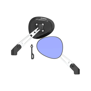 SMNU New Aluminum Alloy Foldable Motorcycle Rear View Mirrors Anti-Glare Blue Lenses Multi-Angle Adjustable Hydrophobic