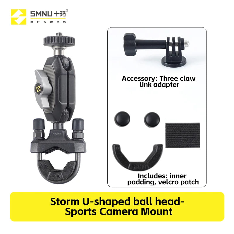 SMNU Aluminum Alloy Flexible Action Camera Handlebar Holder for Motorcycle/Bicycle Riding Photography