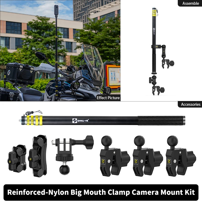 SMNU Motorcycle Riding 360 Rotation Camera Holder Stand Bike Camera 4k Sport for Motor Bicycle Motor Sport Camera