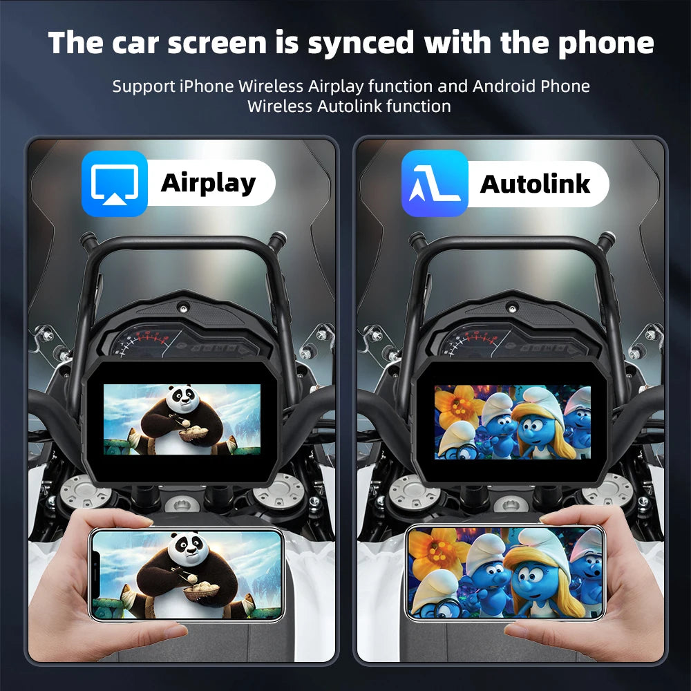 Wireless CarPlay Moto Android Auto Portable Digital Motorcycle Dashboard GPS Navigation Screen 5 inch Dustproof Waterproof  TMPS