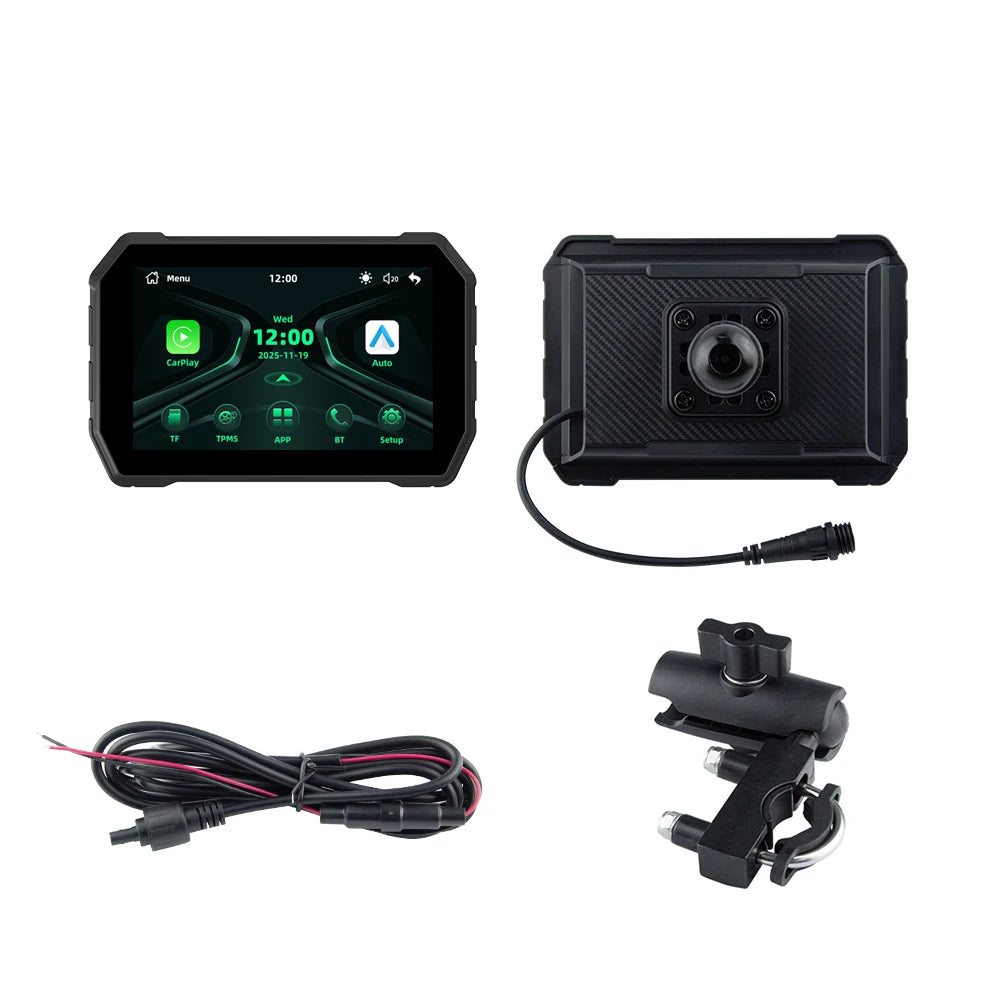 Wireless CarPlay Moto Android Auto Portable Digital Motorcycle Dashboard GPS Navigation Screen 5 inch Dustproof Waterproof  TMPS