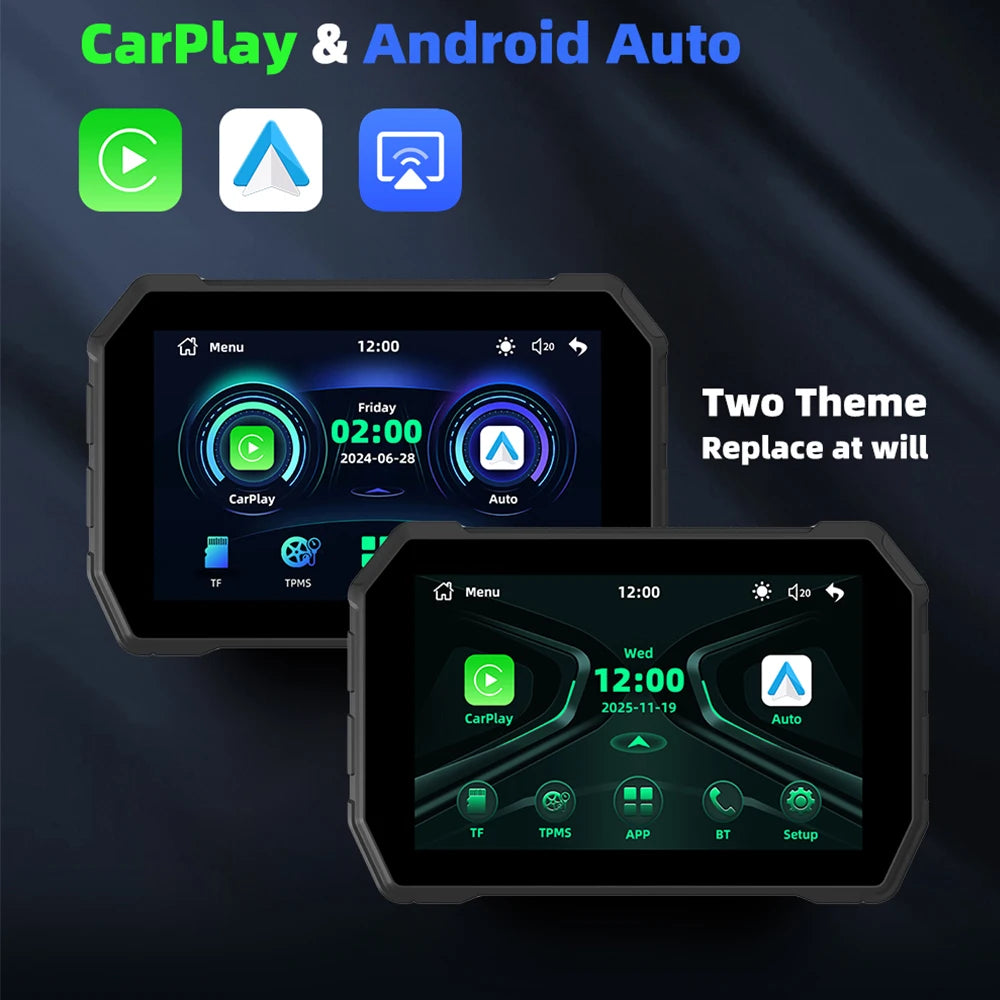 Wireless CarPlay Moto Android Auto Portable Digital Motorcycle Dashboard GPS Navigation Screen 5 inch Dustproof Waterproof  TMPS