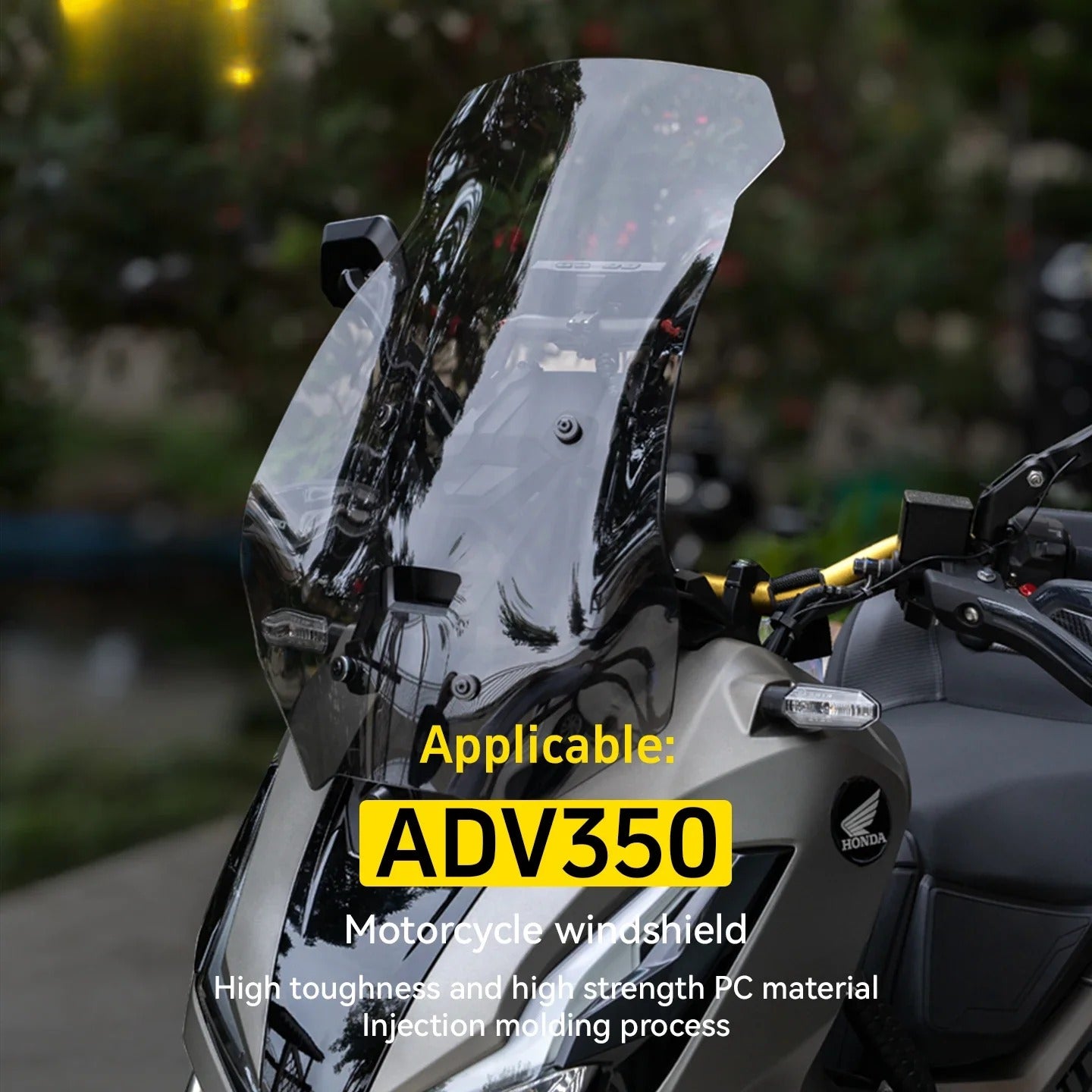 SMNU Pare-brise avant de moto en acrylique PC nouveau design avec protection et décoration gris fumé/transparent pour conduite à grande vitesse