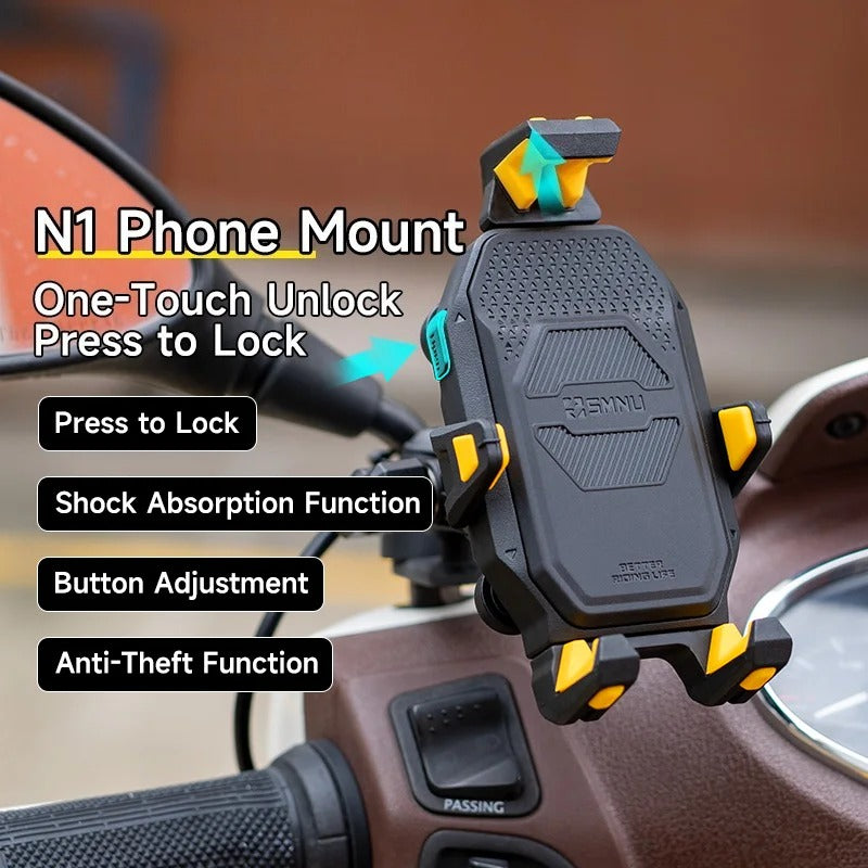 SMNU N1 Various Colors Motorcycle Phone Holder Press to Lock Anti-shake Phone Holder Motorcycle for Outdoor Riding